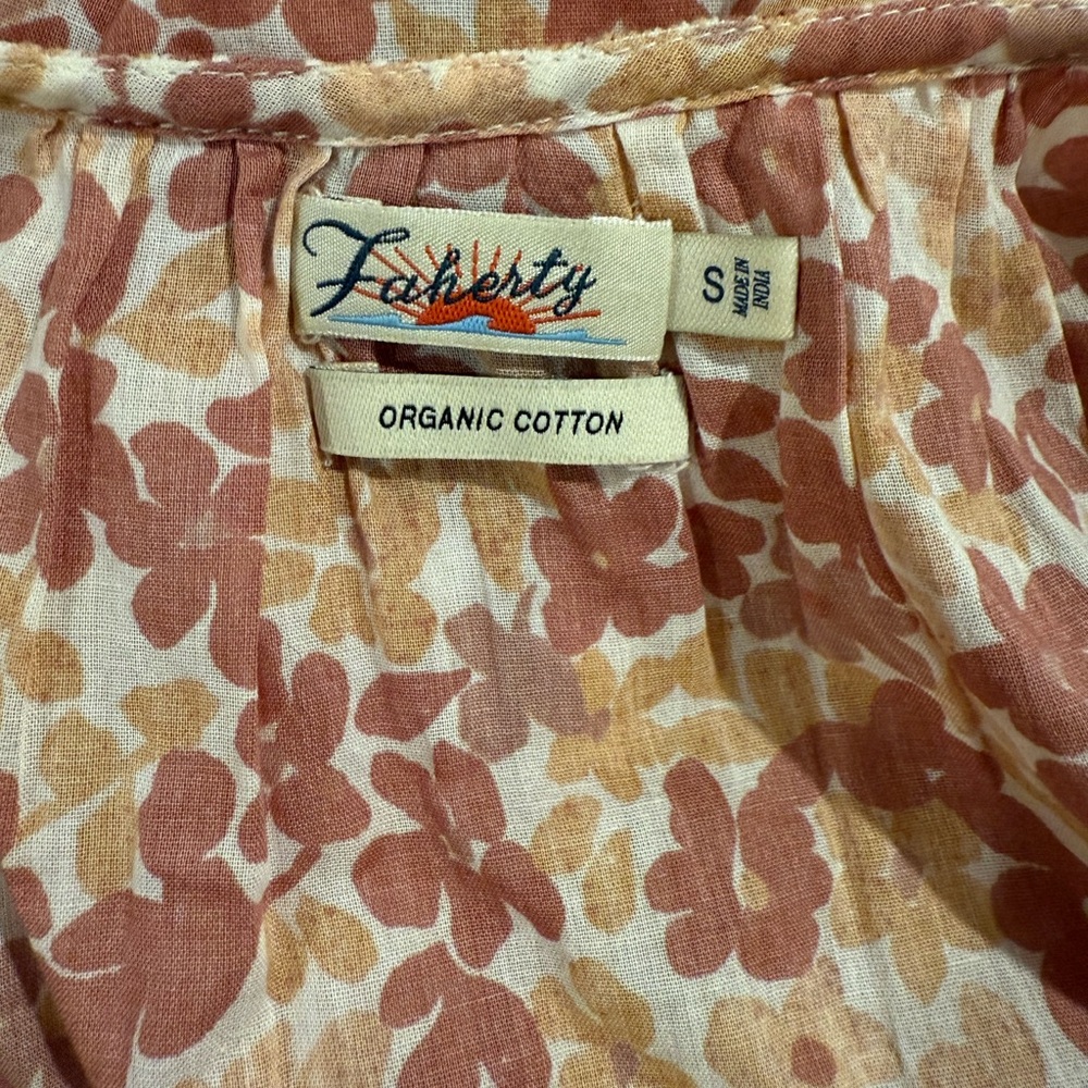 100% Organic Cotton Faherty Pink and Orange Floral Maxi Dress - Picture 5 of 6